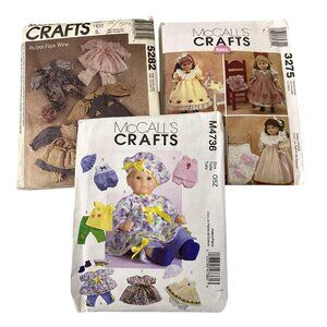 McCall's Crafts Doll Clothing Sewing Pattern Lot of 3 Ephemera Y2K Crafting DIY